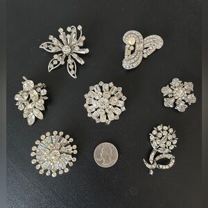 Elegant Silver Brooch Set